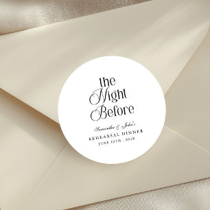 Sticker Rond La Nuit Avant le Dîner de Répétition Élégant Moder