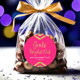 Sticker Rond La Nuit des Filles Rose Moderne Sortie Faux Gold C