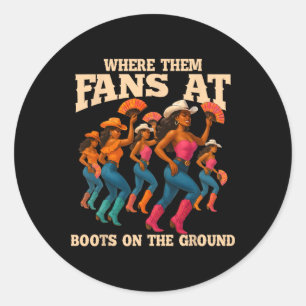 Sticker Rond Là Où Ils Vont À Des Bottes Sur La Ligne De Terrai