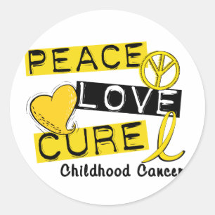STICKER ROND LA PAIX AIME LE CANCER DE L'ENFANCE GUÈRE