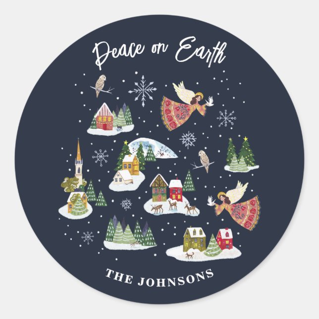 Sticker Rond La Paix des Anges sur Terre Noël (Devant)