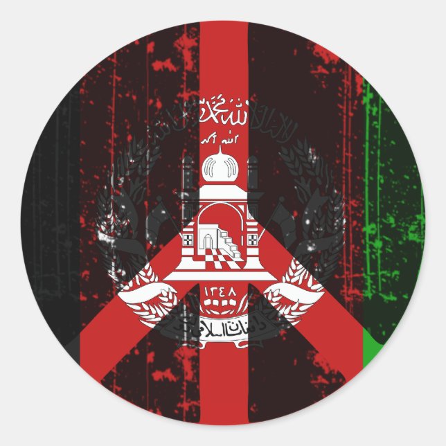 Sticker Rond La Paix En Afghanistan (Devant)