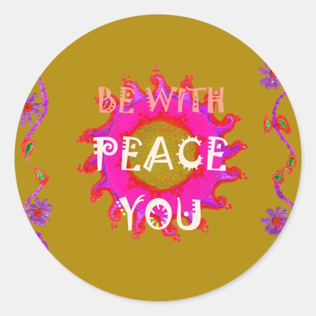 Sticker Rond La Paix Inspirante Soyez Avec Vous Design Vector A (Devant)