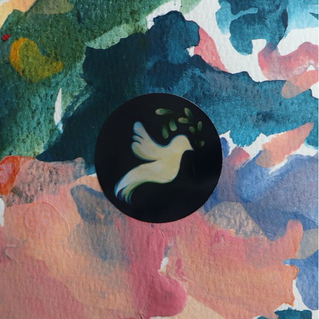 Sticker Rond La Paix sur Terre La colombe de l'espoir (Créateur téléchargé)