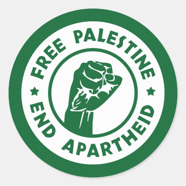 Sticker Rond La Palestine libre met fin à l'apartheid (Devant)