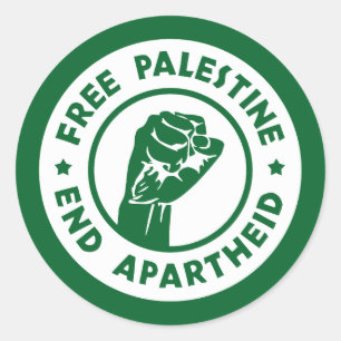 Sticker Rond La Palestine libre met fin à l'apartheid