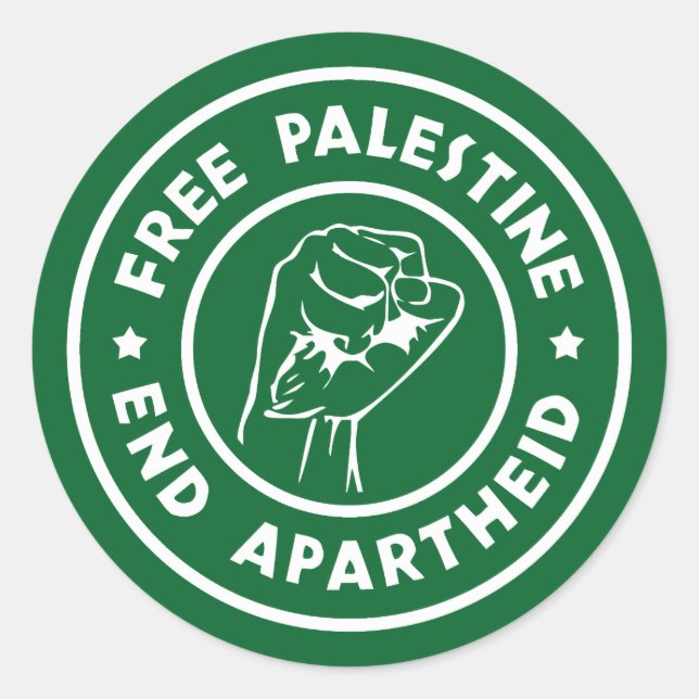 Sticker Rond La Palestine libre met fin à l'apartheid (Devant)