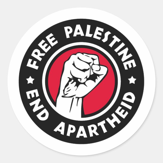Sticker Rond La Palestine libre met fin à l'apartheid (Devant)