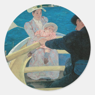 Sticker Rond La Partie en bateau par Mary Cassatt, Beaux-Arts V