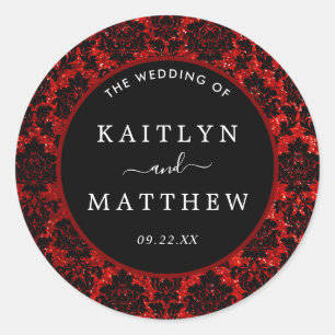 Sticker Rond La Parties scintillant Damask Las Vegas Mariage Co