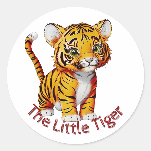 Sticker Rond La petite pépinière personnalisable de tigre (Devant)
