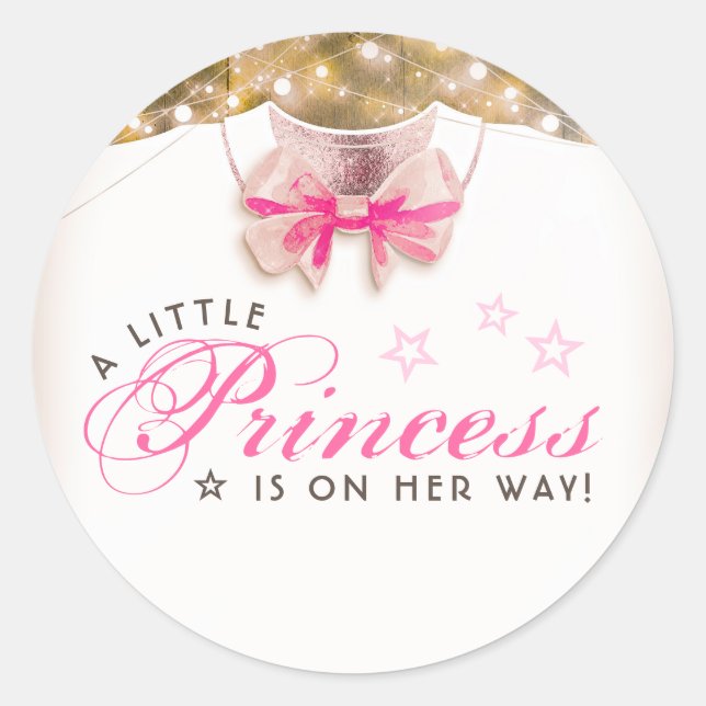 Sticker Rond La petite princesse est sur son Baby shower (Devant)