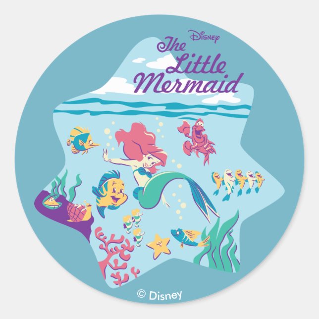 Sticker Rond La petite sirène et ses amis (Devant)