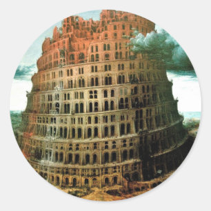 Sticker Rond La "petite" tour de Babel de Pieter Bruegel