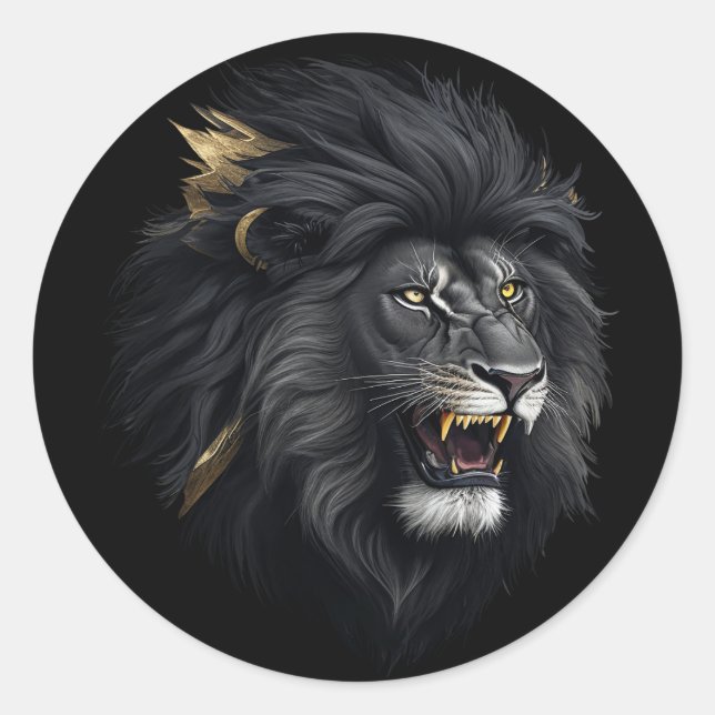 Sticker Rond La peur, le lion noir (Devant)