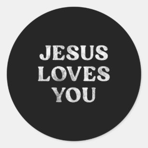 Sticker Rond La phrase Jésus t'aime sur un tri-blend premium 