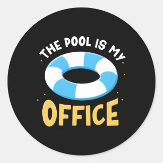 Sticker Rond La Piscine Est Mon Bureau Agent Nager