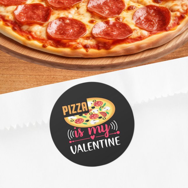 Sticker Rond La Pizza Est Ma Saint Valentin Amusante (Pizza Is My Valentine Funny Party Classic Round Sticker)