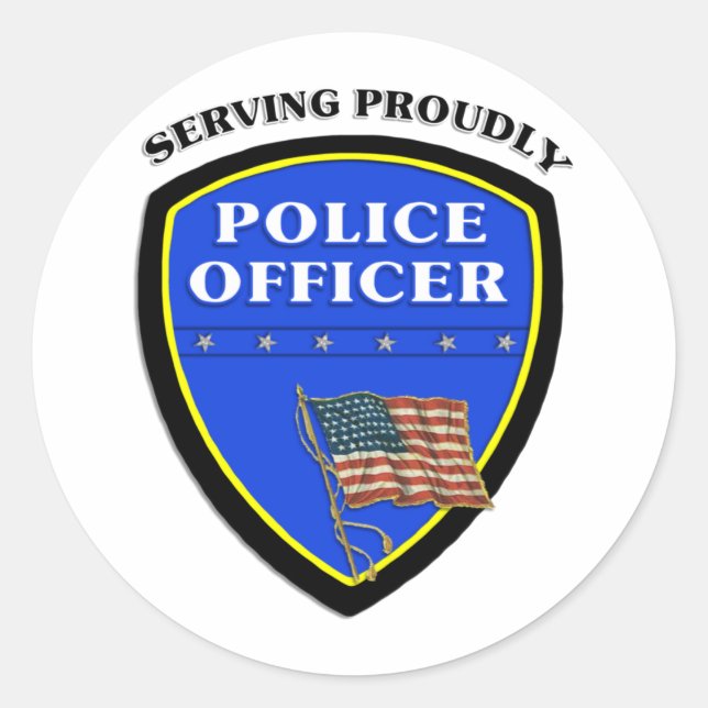 Sticker Rond La Police Fonctionne Fièrement (Devant)