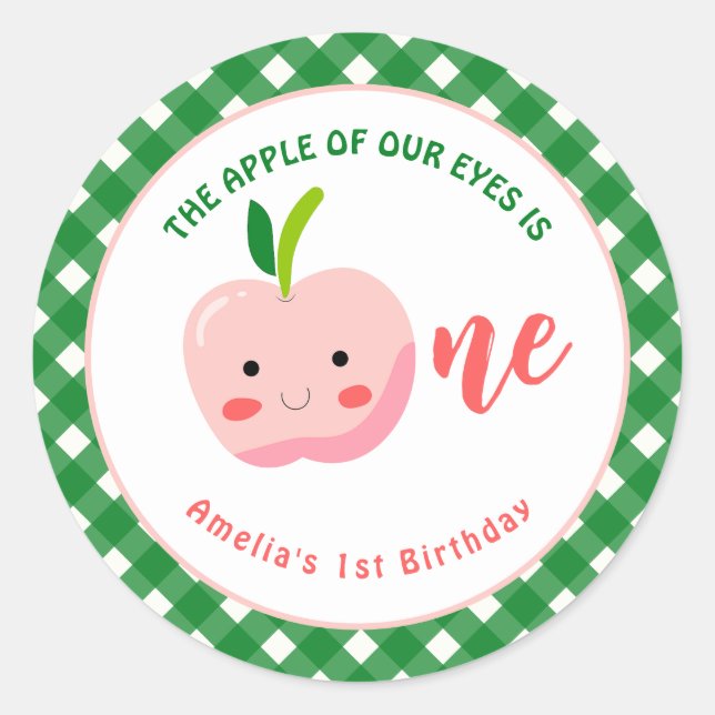 Sticker Rond La pomme de nos yeux premier anniversaire (Devant)