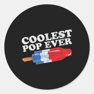 Sticker Rond La Pop la plus froide jamais Popsicle Funny Retro