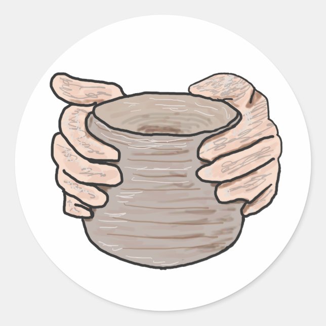 Sticker Rond La poterie fait les mains (Devant)