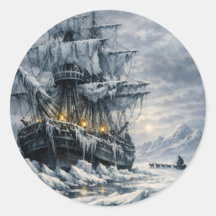 Sticker Rond La poursuite arctique de Frankenstein par BurnsInH
