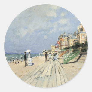 Sticker Rond La promenade à Trouville par Claude Monet