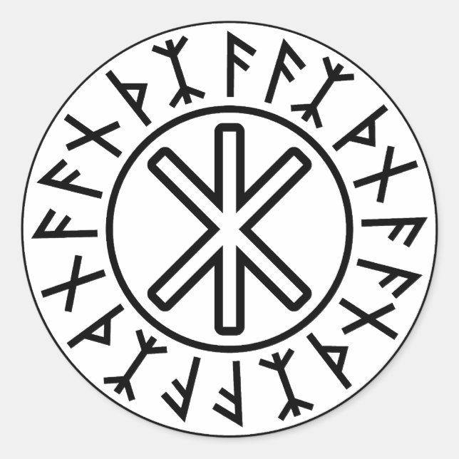Sticker Rond La protection No.2 (noir) d'Odin (Devant)