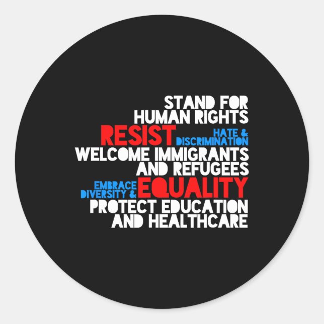 Sticker Rond La protestation anti-Trump contre les droits de l' (Devant)