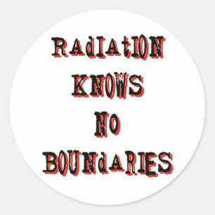Sticker Rond La radiation ne connaît pas de frontière anti-nucl