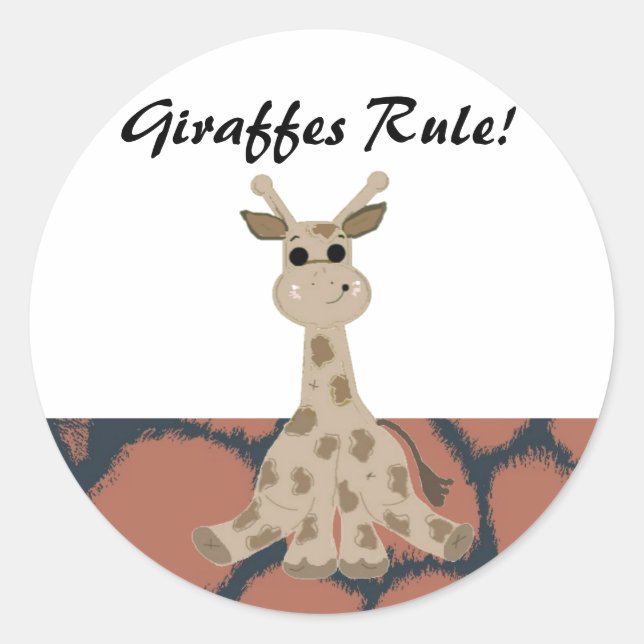 Sticker Rond La règle de la Giraffe du dessin animé (Devant)