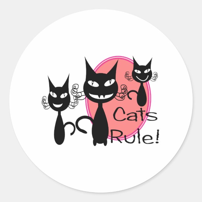 Sticker Rond La règle des chats ! ! ! ! ! ! ! ! ! ! ! (Devant)