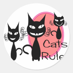 Sticker Rond La règle des chats ! ! ! ! ! ! ! ! ! ! !