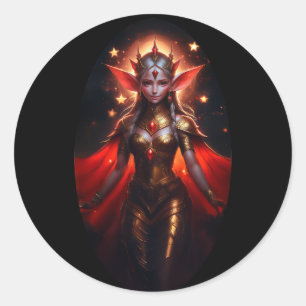 Sticker Rond La Reine De La Lune Les Elfes De L'Observateur Pos
