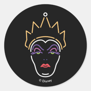 Sticker Rond La reine du mal Visage néon