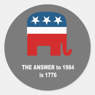Sticker Rond La réponse à 1984 est 1776