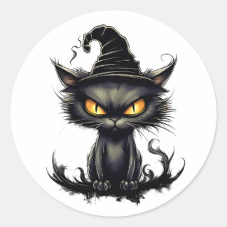 Sticker Rond La révérence de minuit du chat