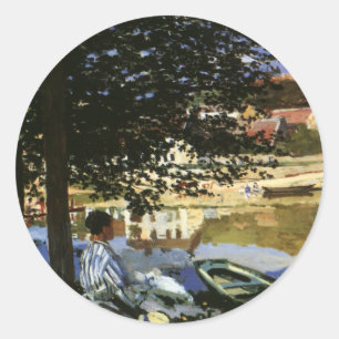 Sticker Rond La rive de la Seine, Bennecourt par Claude Monet