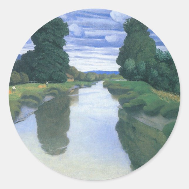 Sticker Rond La rivière de Berville par Felix Vallotton, Fine A (Devant)