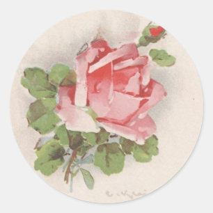 Sticker Rond La rose rose de Catherine Klein