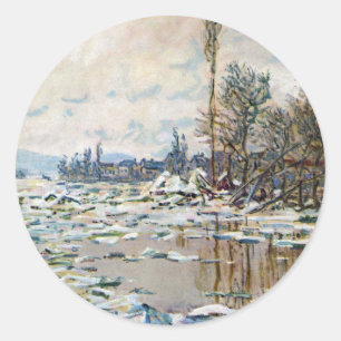 Sticker Rond La rupture de la glace par Claude Monet