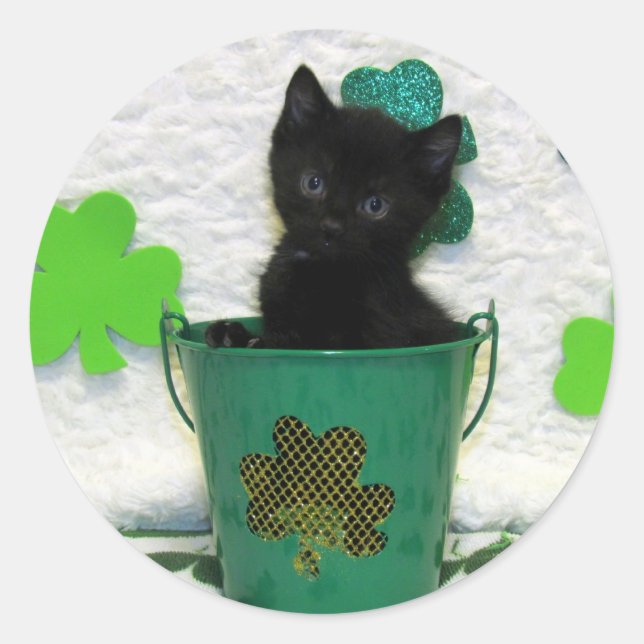 Sticker Rond La Saint-Patrick de Beau Jack - Chat / Chatton (Devant)