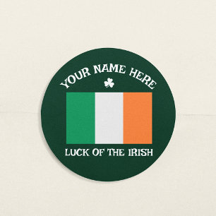 Sticker Rond La Saint-Patrick Drapeau Irlande Nom Personnalisé 