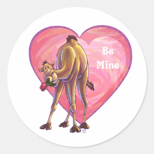 Sticker Rond La Saint-Valentin au chameau (Devant)
