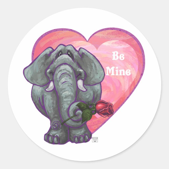 Sticker Rond La Saint-Valentin des éléphants (Devant)