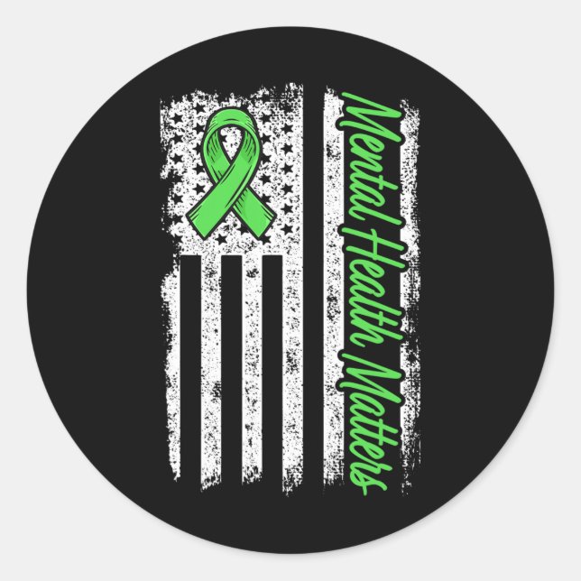 Sticker Rond La santé mentale est importante Lutter contre la s (Devant)