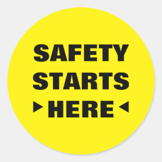 Sticker Rond La Sécurité Commence Ici Citation Noire Jaune
