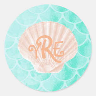 Sticker Rond La sirène d'Aqua mesure le monogramme de
