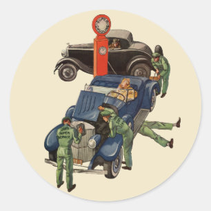 Sticker Rond La station-service de Joe, entreprise vintage